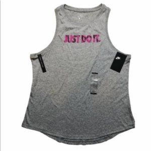 Nike Womens Athletic Graphic Gray Tank Sz L